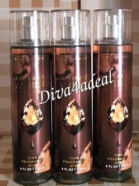 3X Bath & Body Works CHOCOLATE AMBER 8OZ Mist Spray Collection Set